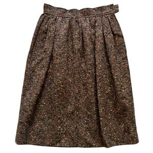 Saint Laurent Vintage Brown with Cream/Black/Orange Tweed Skirt 40(8)